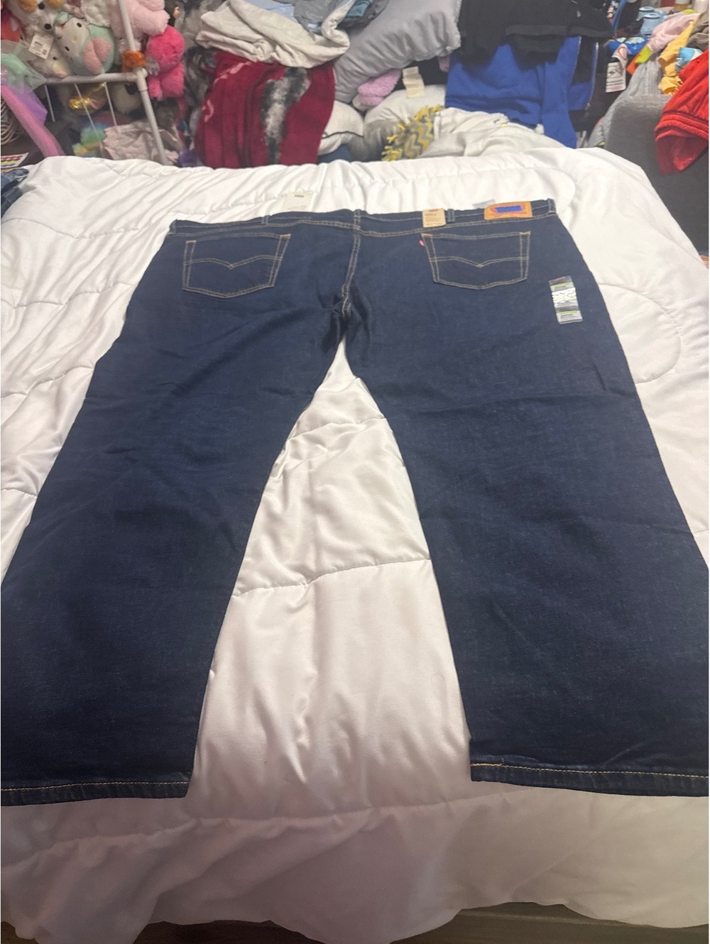 Levi's 502 Taper Stretch Jeans Big & Tall 54x30 Dark Blue Denim